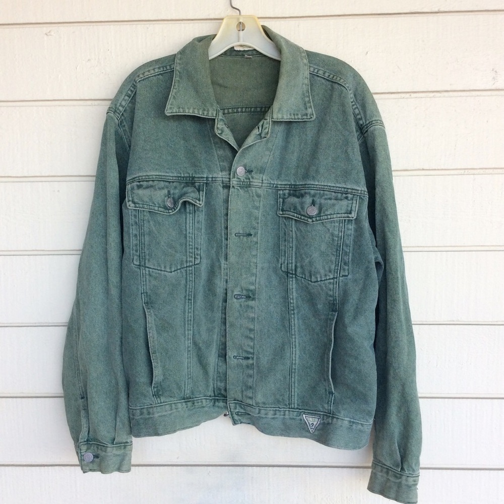 Men’s Vintage 90s Guess Jeans Green Denim Jacket M